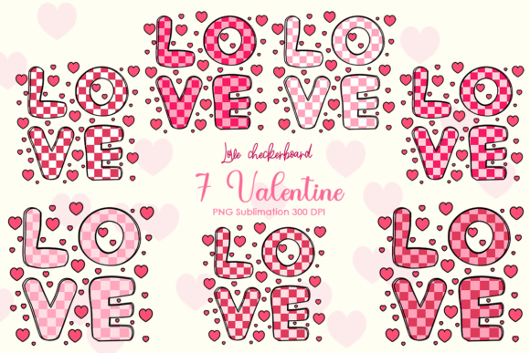 7 Love Checkerboard Valentine PNG: Your Go-To Design for Creative and Commercial Projects