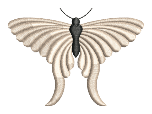 Elegant Ribbed Luna Moth Embroidery