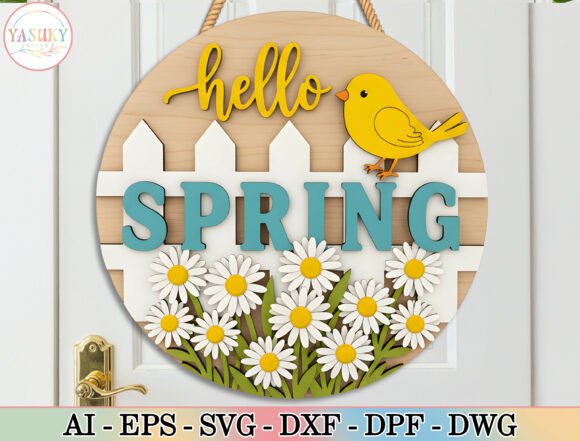 Enhance Your Spring Décor with the Bird Daisy Garden Door Hanger SVG
