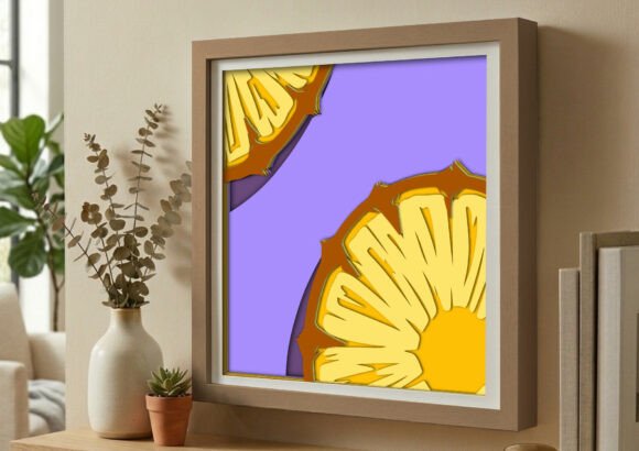 Fresh Pineapple Fruit Summer Shadow Box: A Tropical-Inspired 3D Art Project