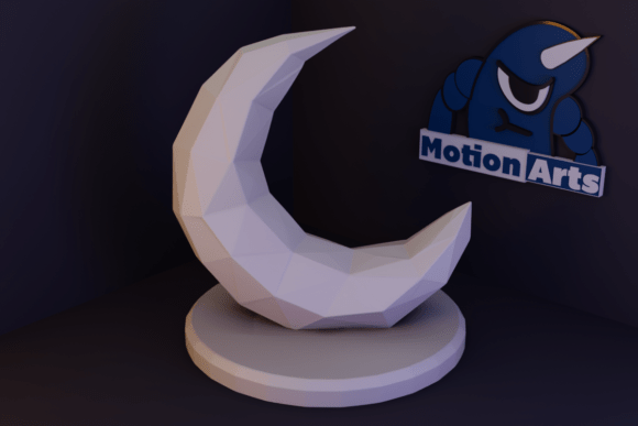 Geometric Moon, Lua Geométrica: A Minimalist 3D Model with Lasting Visual Impact