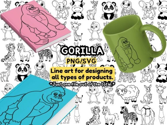 Gorilla Line Art SVG PNG Bundle: A Practical Design Resource for Versatile Creative Projects