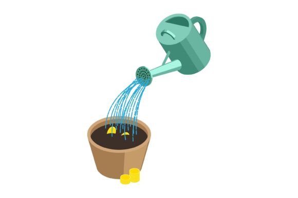 Isometric Garden Watering Can Waters Gol: A Creative Metaphor for Financial Growth