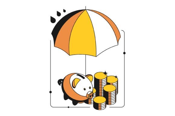Isometric Piggy Bank with Cash Reserves: A Visual Metaphor for Financial Security in Modern Design