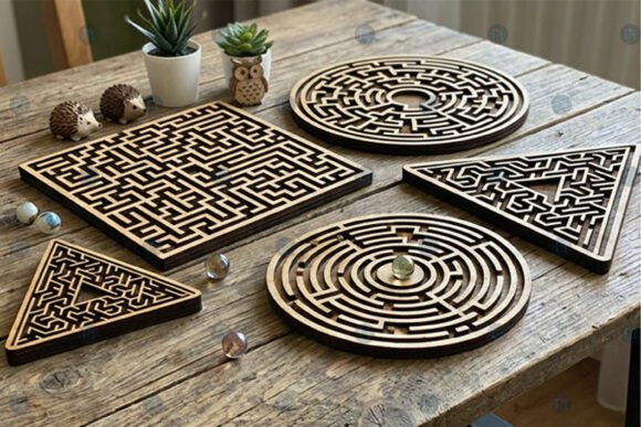 Laser Cut Maze Boards SVG Bundle for Creative Projects