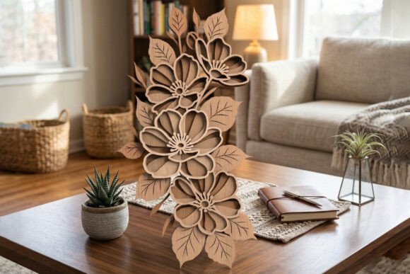 Layered Floral SVG Laser Cut File: Elevate Your Space with Timeless Elegance