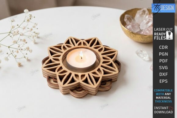 Lotus Flower Tealight Candle Holder CNC