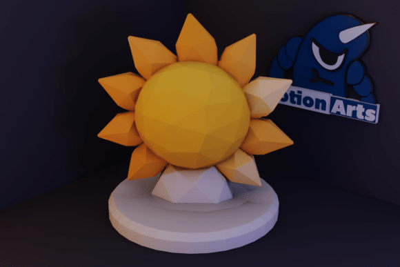 Modern Sun: Sol Minimalista Low Poly 3D Model
