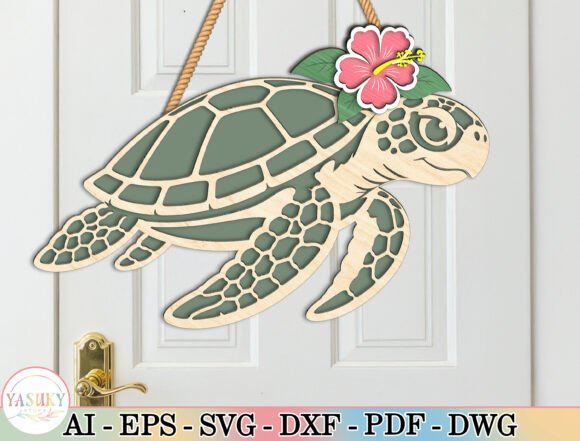 Sea Turtle Layered Laser Cut SVG Design