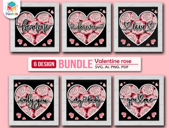 Valentine Rose Heart Shadow Box Bundle: Crafting Elegance for Romantic Occasions